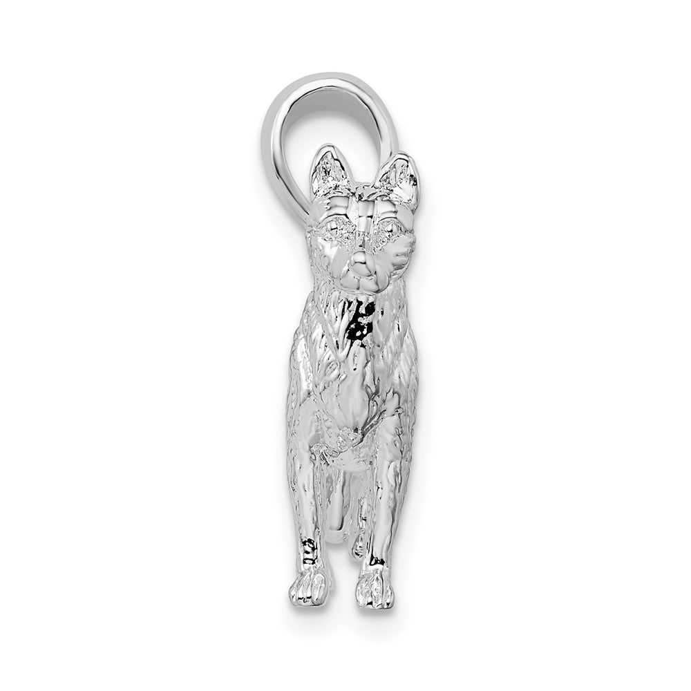 FJC Finejewelers 925 Sterling Silver Rhodium Plated Textured 3D German Shepherd Charm 17 mm