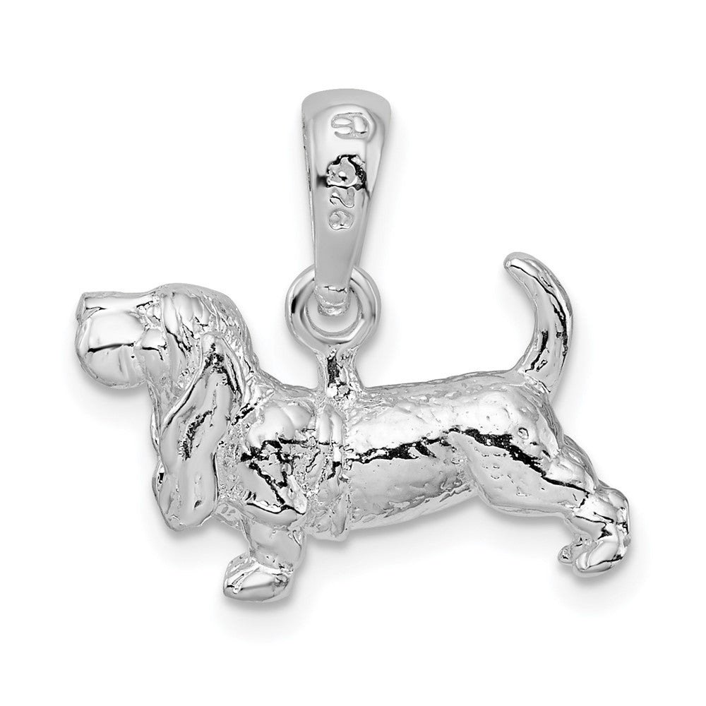 FJC Finejewelers 925 Sterling Silver Rhodium Plated Textured 3D Basset Hound Charm 15 mm