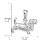 FJC Finejewelers 925 Sterling Silver Rhodium Plated Textured 3D Basset Hound Charm 15 mm