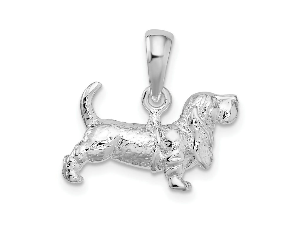 FJC Finejewelers 925 Sterling Silver Rhodium Plated Textured 3D Basset Hound Charm 15 mm