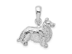 FJC Finejewelers 925 Sterling Silver Rhodium Plated Textured 3D Shetland Sheepdog Charm 16 mm