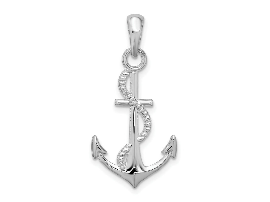 FJC Finejewelers 925 Sterling Silver Polished 3D Anchor and Rope Charm 30 x 15 mm