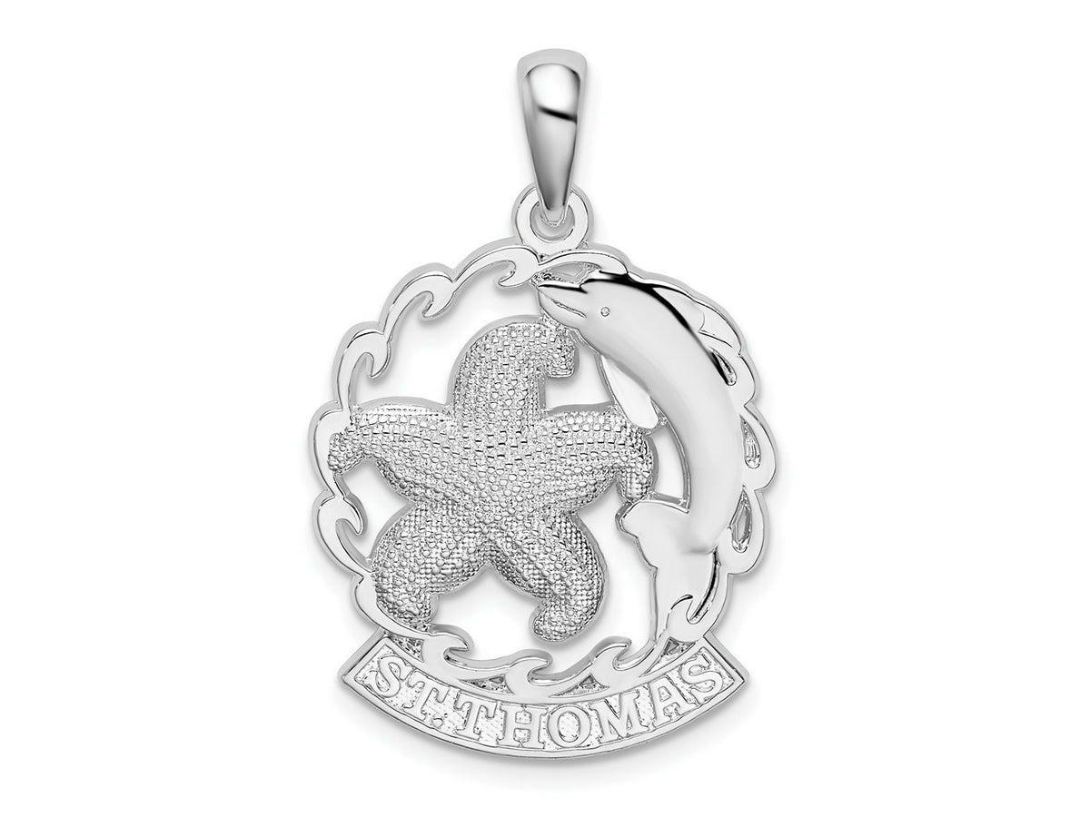 FJC Finejewelers 925 Sterling Silver d St. Thomas Starfish and Dolphin Charm 31 x 20 mm