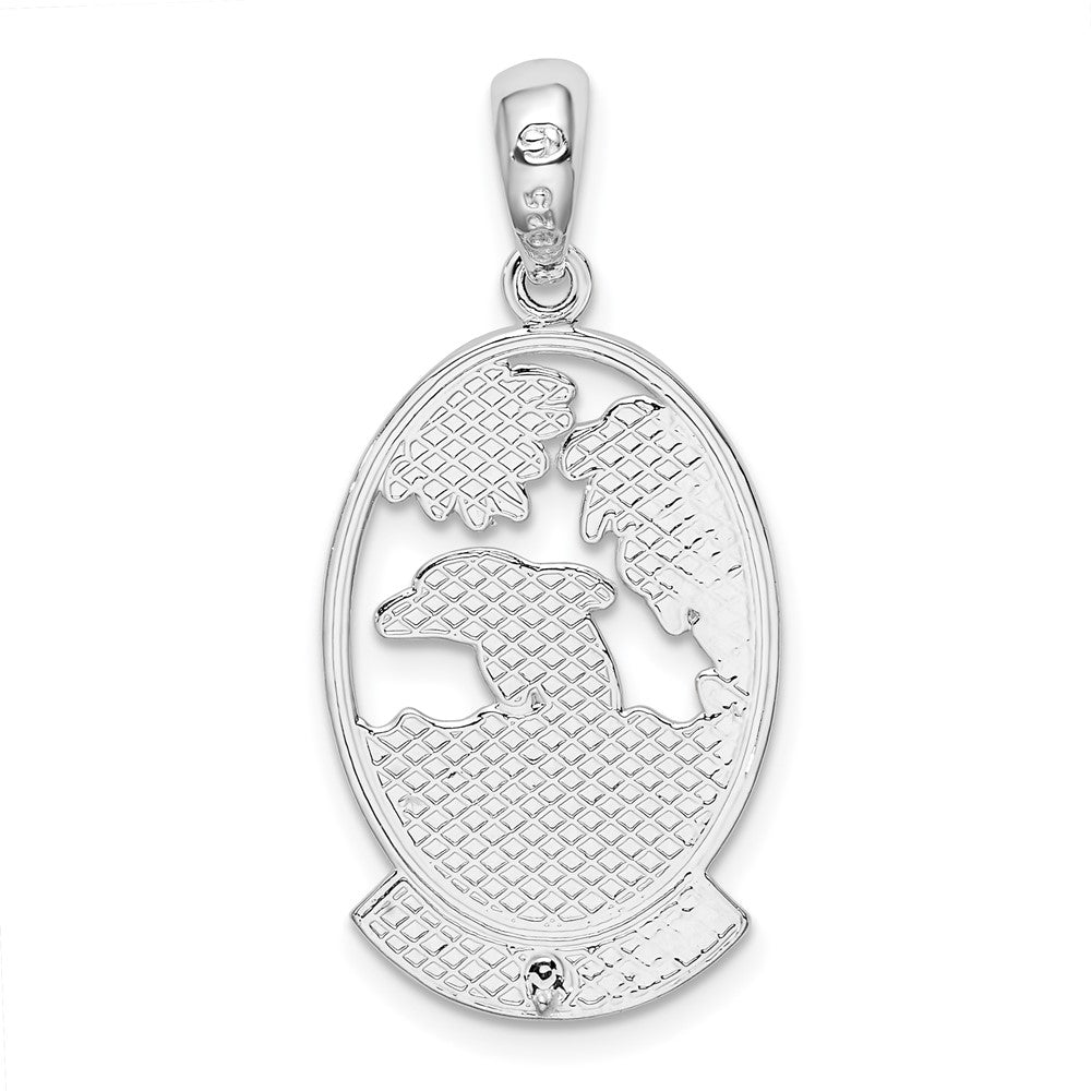 FJC Finejewelers 925 Sterling Silver Rhodium Plated St. Thomas Dolphin Sunset Charm 31 x 14 mm
