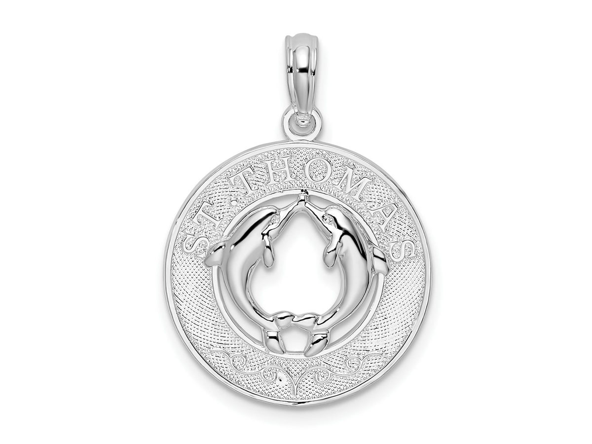 FJC Finejewelers 925 Sterling Silver Rhodium Plated St. Thomas Circle with Dolphins Charm 26 x 18 mm