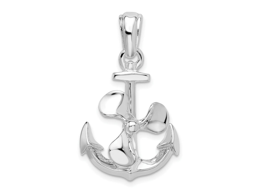 FJC Finejewelers 925 Sterling Silver Rhodium Plated Moveable 3D Anchor with Propeller Charm 32 x 19 mm