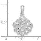 FJC Finejewelers 925 Sterling Silver Rhodium Plated Textured Oyster Shell Charm 24 x 16 mm