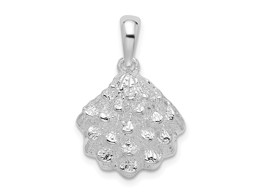 FJC Finejewelers 925 Sterling Silver Rhodium Plated Textured Oyster Shell Charm 24 x 16 mm
