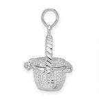 FJC Finejewelers 925 Sterling Silver Rhodium Plated Moveable 3D Nantucket Basket Charm 24 x 16 mm