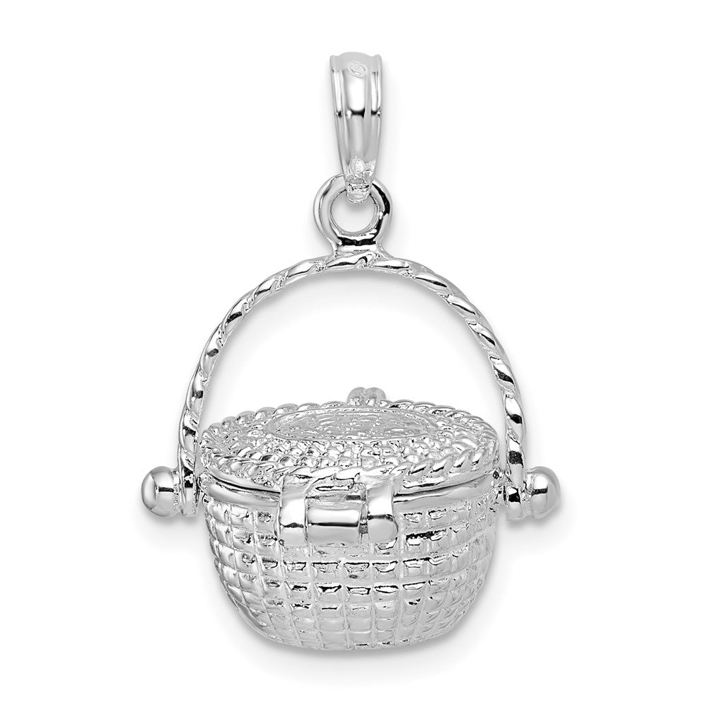 FJC Finejewelers 925 Sterling Silver Rhodium Plated Moveable 3D Nantucket Basket Charm 24 x 16 mm