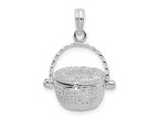 FJC Finejewelers 925 Sterling Silver Rhodium Plated Moveable 3D Nantucket Basket Charm 24 x 16 mm