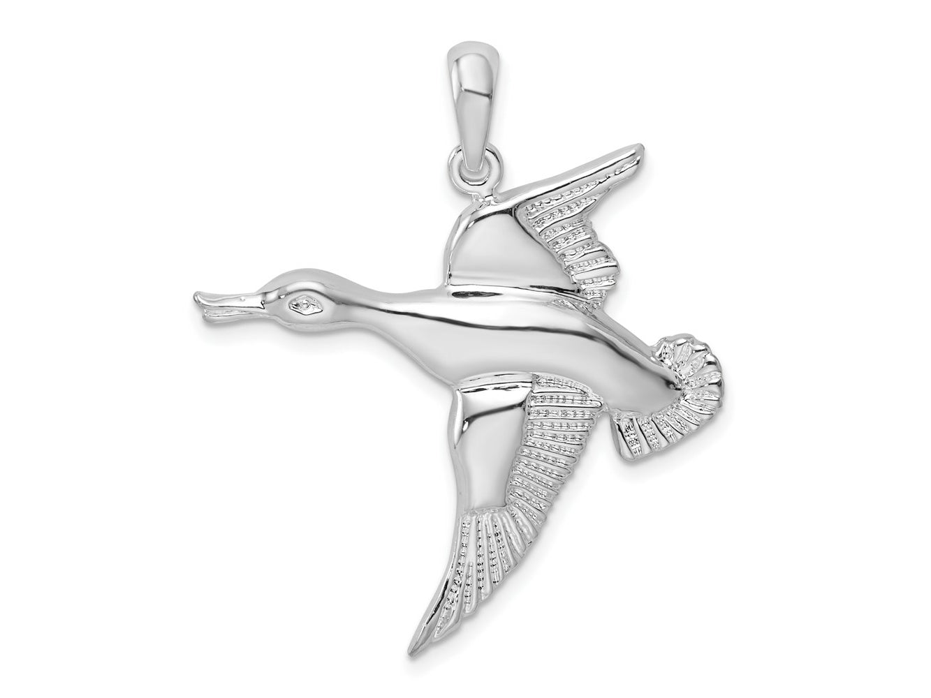 FJC Finejewelers 925 Sterling Silver Rhodium Plated Polished Flying Duck Charm 32 mm