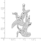 FJC Finejewelers 925 Sterling Silver Polished Duck Flying Over Cattails Charm 23 mm