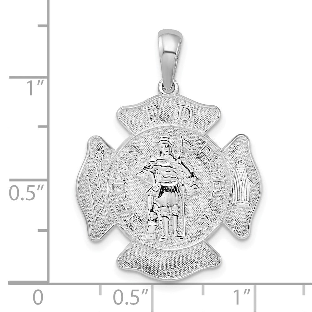 FJC Finejewelers 925 Sterling Silver Rhodium Plated St. Florian Fire Dept. Medal Charm 31 x 23 mm