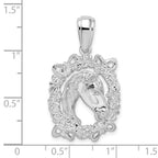 FJC Finejewelers 925 Sterling Silver Rhodium Plated Polished Horse Head in Wreath Charm 20 mm