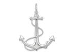 FJC Finejewelers 925 Sterling Silver Rhodium Plated Polished 3D Anchor with Rope Charm 47 x 34 mm