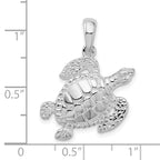 FJC Finejewelers 925 Sterling Silver Rhodium Plated Polished Sea Turtle Charm 27 x 21 mm