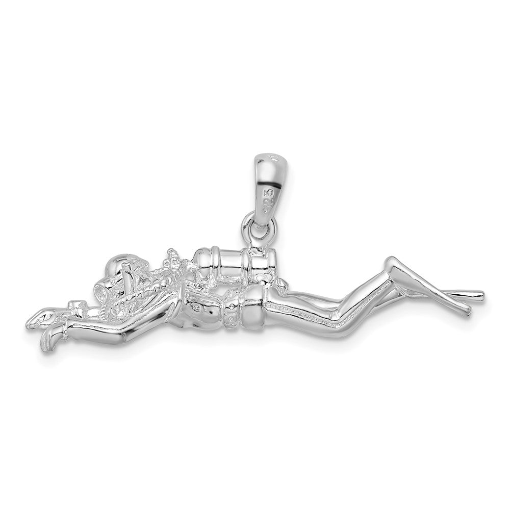 FJC Finejewelers 925 Sterling Silver Rhodium Plated Polished 3D Male Scuba Diver Charm 18 x 37 mm