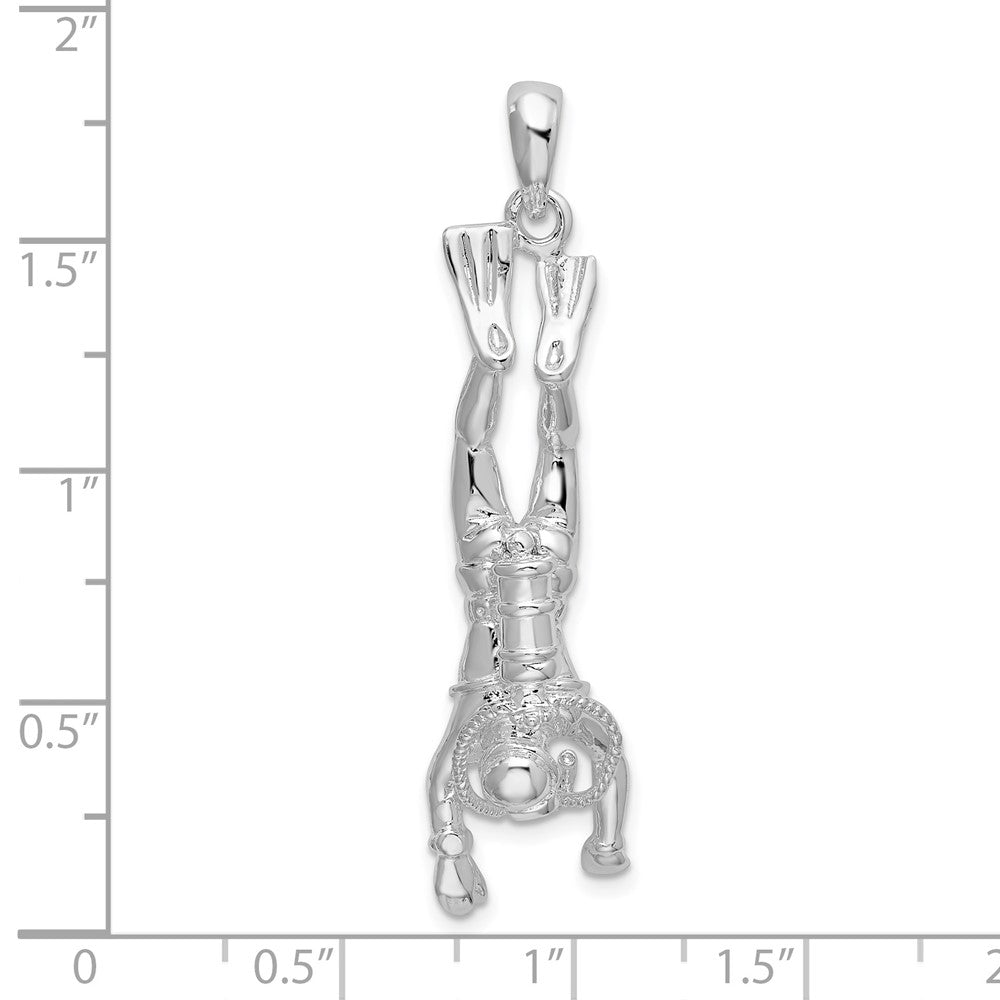 FJC Finejewelers 925 Sterling Silver Rhodium Plated Polished 3D Female Scuba Diver Charm 45 x 11 mm