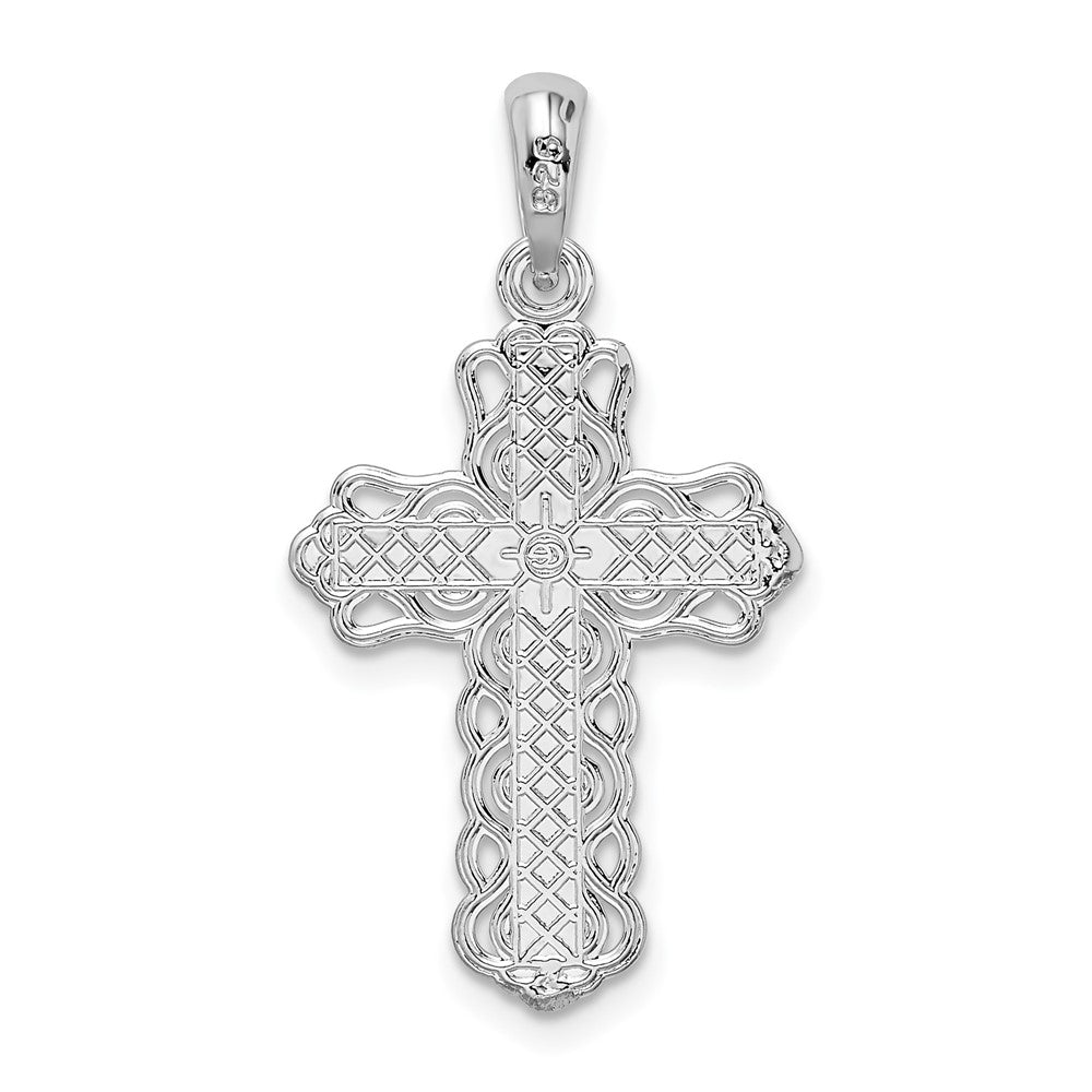 FJC Finejewelers 925 Sterling Silver Polished Lace-edge Cross Charm 16 mm