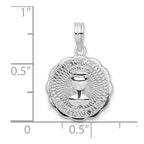 FJC Finejewelers 925 Sterling Silver Rhodium Plated Scalloped Holy Communion Charm 22 x 14 mm