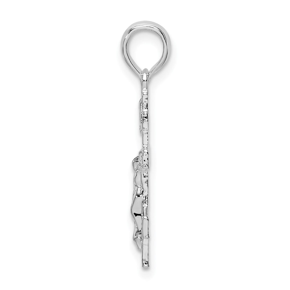 FJC Finejewelers 925 Sterling Silver Rhodium Plated Polished Byzantine Crucifix Charm 10 mm