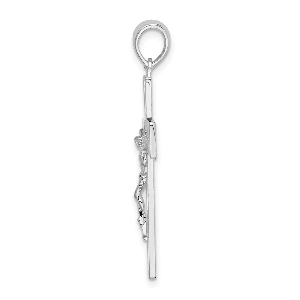 FJC Finejewelers 925 Sterling Silver Rhodium Plated Textured Latin Crucifix Charm 21 mm