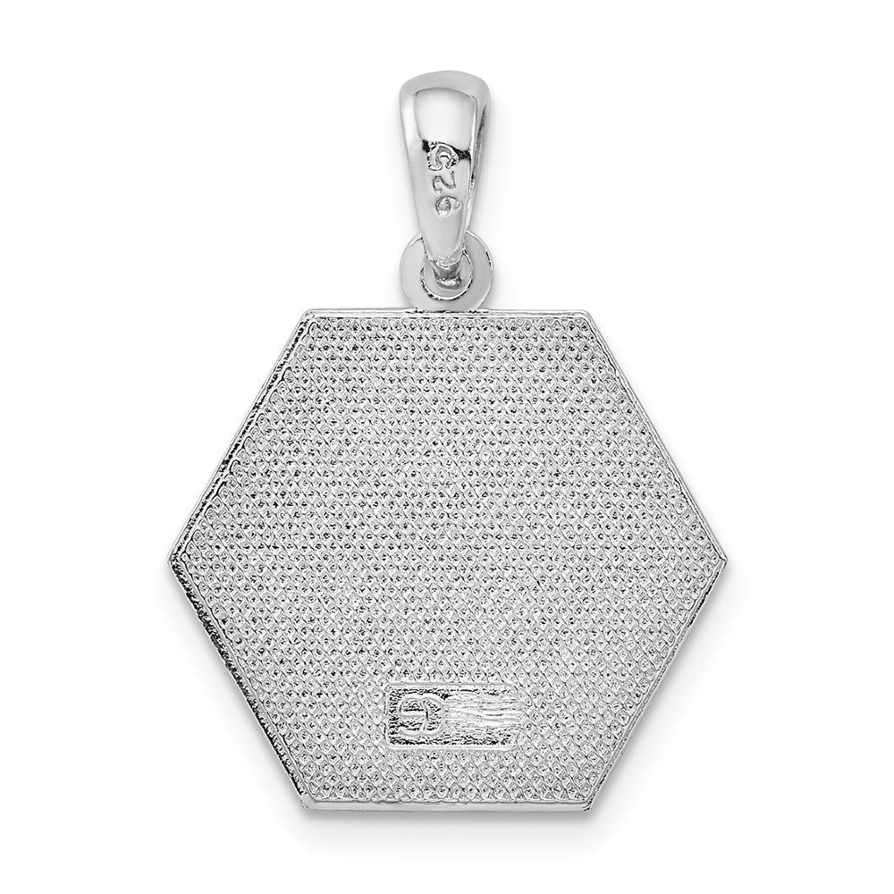 FJC Finejewelers 925 Sterling Silver Polished Caduceus Hexagon Disc Charm 23 x 17 mm