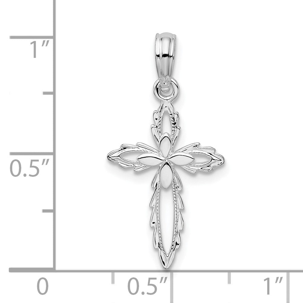 FJC Finejewelers 925 Sterling Silver Rhodium Plated Scalloped Edge Cut-out Cross Charm 12 mm