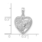 FJC Finejewelers 925 Sterling Silver Rhodium Plated Polished #1 Sister with Flower Heart Charm