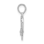 FJC Finejewelers 925 Sterling Silver Rhodium Plated Polished #1 Sister with Flower Heart Charm