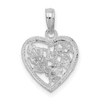 FJC Finejewelers 925 Sterling Silver Rhodium Plated Polished #1 Sister with Flower Heart Charm