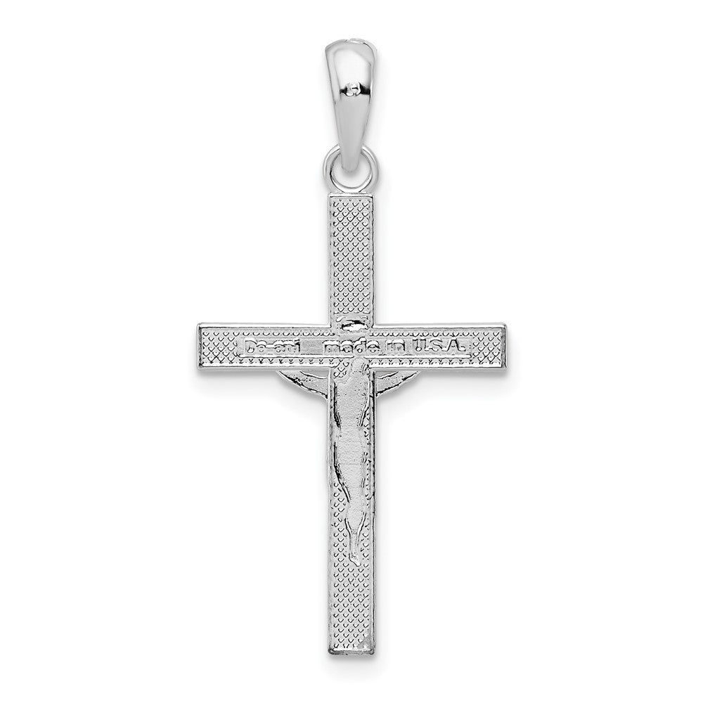 FJC Finejewelers 925 Sterling Silver Rhodium Plated Polished Latin Crucifix Charm 16 mm