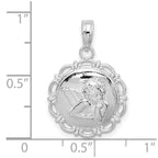 FJC Finejewelers 925 Sterling Silver Rhodium Plated Polished Scalloped Edge Angel Charm 20 x 15 mm