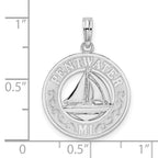 FJC Finejewelers 925 Sterling Silver Rhodium Plated Pentwater, MI Circle with Sailboat Charm 25 x 18 mm