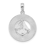 FJC Finejewelers 925 Sterling Silver Rhodium Plated Pentwater, MI Circle with Sailboat Charm 25 x 18 mm