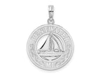 FJC Finejewelers 925 Sterling Silver Rhodium Plated Pentwater, MI Circle with Sailboat Charm 25 x 18 mm