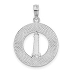 FJC Finejewelers 925 Sterling Silver Rhodium Plated Pentwater, MI Circle with Lighthouse Charm 25 x 17 mm