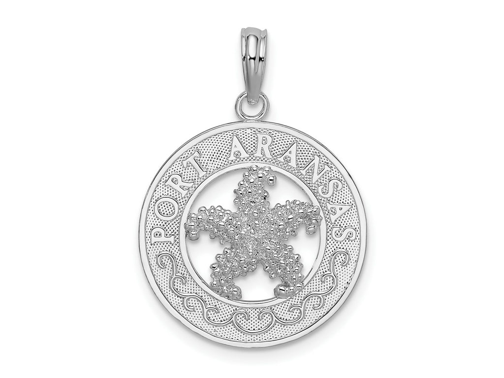 FJC Finejewelers 925 Sterling Silver Rhodium Plated Port Aransas Circle with Starfish Charm 25 x 18 mm