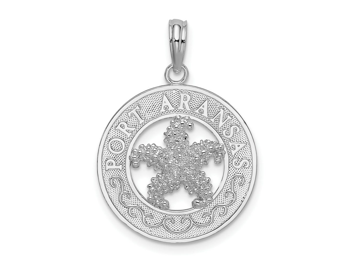 FJC Finejewelers 925 Sterling Silver Rhodium Plated Port Aransas Circle with Starfish Charm 25 x 18 mm