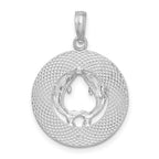 FJC Finejewelers 925 Sterling Silver Rhodium Plated Port Aransas Circle with Dolphins Charm 25 x 18 mm