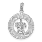 FJC Finejewelers 925 Sterling Silver Rhodium Plated Port Aransas Circle with Turtle Charm 26 x 18 mm