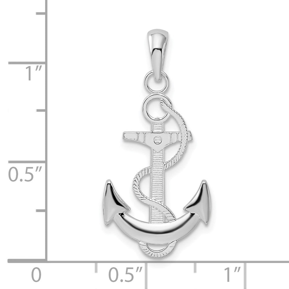 FJC Finejewelers 925 Sterling Silver Rhodium Plated Polished Anchor with Rope Charm 29 x 13 mm