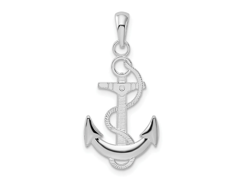 FJC Finejewelers 925 Sterling Silver Rhodium Plated Polished Anchor with Rope Charm 29 x 13 mm