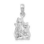 FJC Finejewelers 925 Sterling Silver Rhodium Plated Polished Big and Little Cats Charm 9 mm
