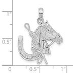 FJC Finejewelers 925 Sterling Silver d Horse Head with Crop and Horseshoe Charm 21 mm