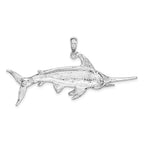 FJC Finejewelers 925 Sterling Silver Rhodium Plated Polished and Satin Swordfish Charm 29 x 54 mm