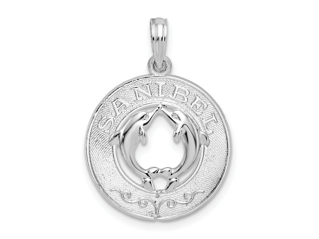 FJC Finejewelers 925 Sterling Silver d Polished Sanibel Circle with Dolphins Charm 25 x 18 mm