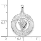 FJC Finejewelers 925 Sterling Silver Rhodium Plated Polished Sanibel Circle with Shell Charm 25 x 18 mm