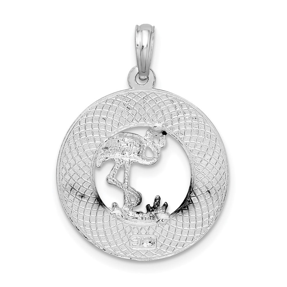 FJC Finejewelers 925 Sterling Silver d Polished Sanibel Circle with Flamingo Charm 25 x 18 mm